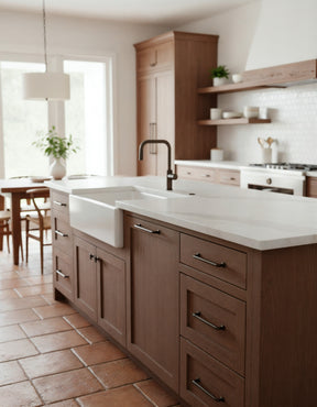 Large Dark Oak Wood'n Finish Kit from Retique It® for interior top coating of wood surfaces, shown in a rustic kitchen setting.