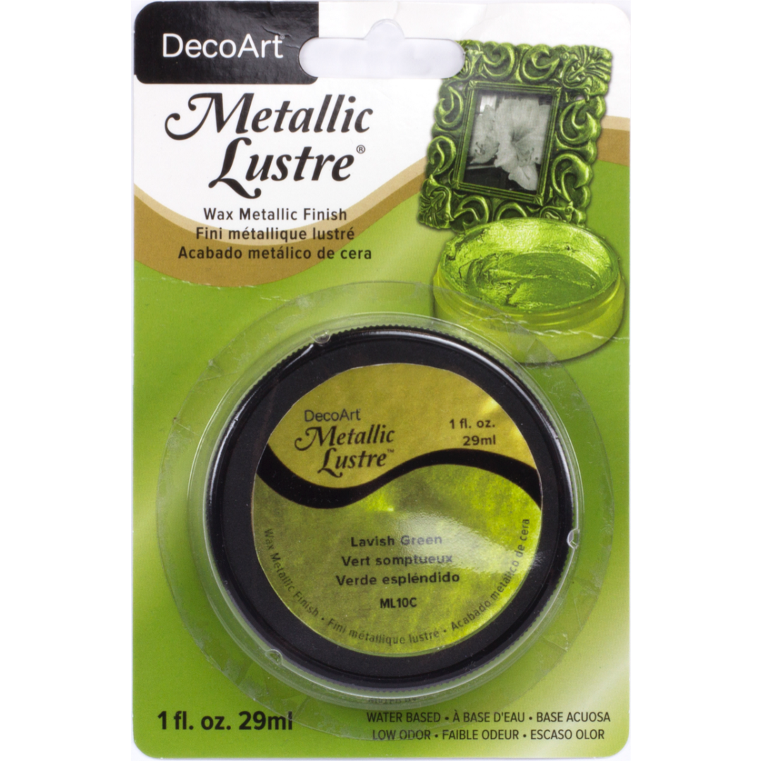 DecoArt Metallic Lustre in Champagne Ice, 1 oz, showcasing shimmering metallic paint with a smooth, lustrous finish.