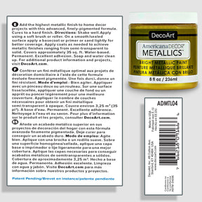 DecoArt Metallics 3-color set featuring vibrant metallic paints in small bottles with color swatches on a white background.