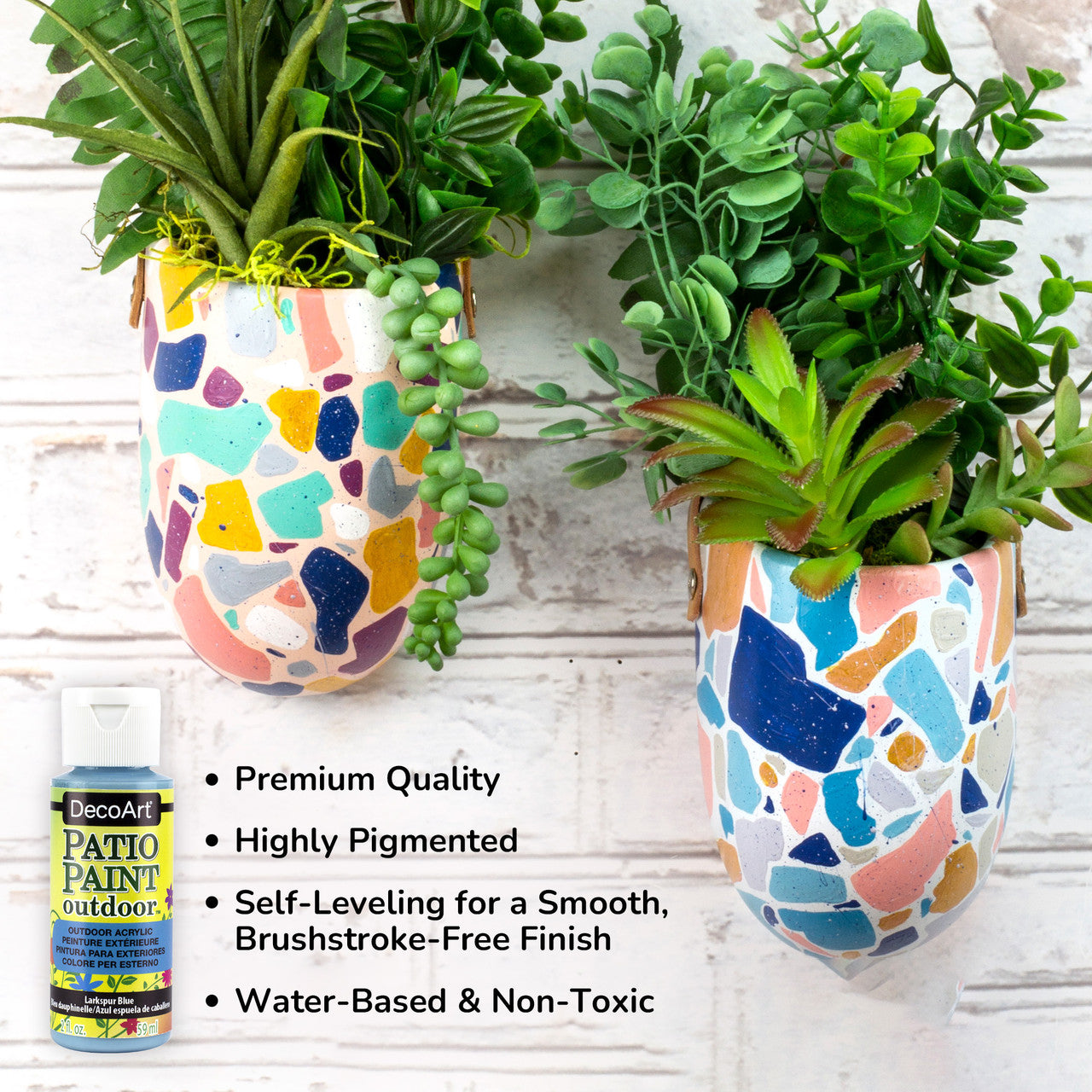 DecoArt Pastel Patio Paint Outdoor Paint Set with 24 vibrant pastel colors for outdoor decorating projects.