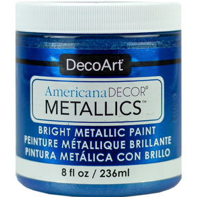 DecoArt Americana Decor Metallics pearl paint in 8 oz jar with metallic finish, suitable for craft and home decor projects.