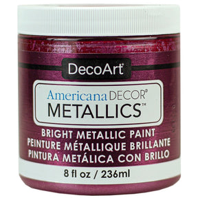 DecoArt Americana Decor Metallics pearl paint in 8 oz bottle, glossy metallic finish for craft and home decor projects.