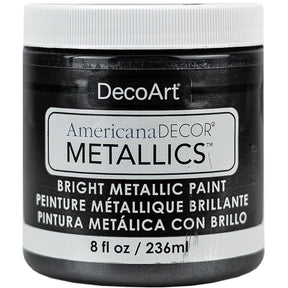 8 oz bottle of DecoArt Americana Decor Metallics in pearl finish, featuring metallic craft paint with a shiny, pearlescent appearance