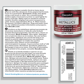 DecoArt Americana Decor Metallics pearl finish paint in 8 oz bottle with shiny metallic appearance