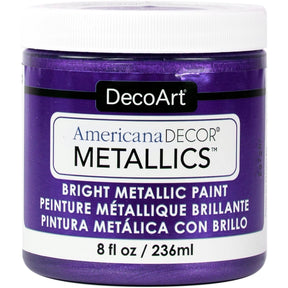 8 oz DecoArt Americana Decor Metallics in pearl finish, showcasing a shiny, metallic paint for craft and home decor projects.