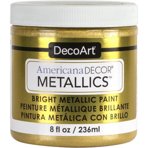 DecoArt Americana Decor Metallics in pearl, 8 oz bottle, showcasing shimmering metallic paint for crafts and home decor projects.