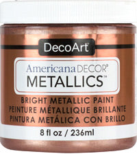 DecoArt Americana Decor Metallics pearl finish paint in an 8 oz bottle with a metallic, pearlescent appearance.