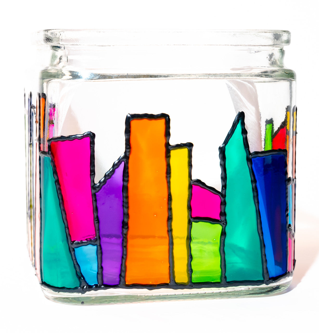 Red stained glass paints by DecoArt in 2oz bottles, featuring vibrant, opaque color suitable for glass decorating projects.