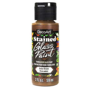 Red stained glass paint by DecoArt in a 2oz bottle, ideal for creating colorful glass art and decorative projects.