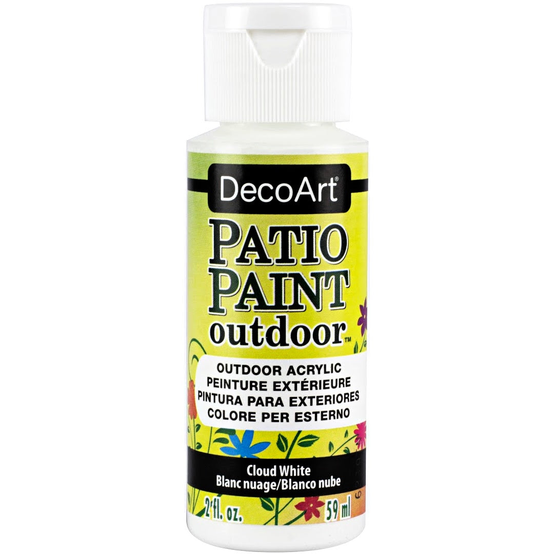 DecoArt Vintage Rose outdoor acrylic patio paint in a 2 oz bottle, ideal for outdoor furniture and brick surfaces