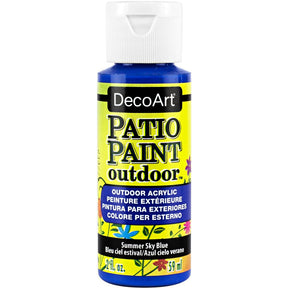 DecoArt Vintage Rose outdoor acrylic patio paint in 2 oz bottle, ideal for decorating outdoor furniture and surfaces.