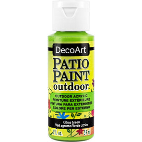 DecoArt Vintage Rose outdoor acrylic patio paint in 2 oz bottle, suitable for outdoor furniture and surfaces.