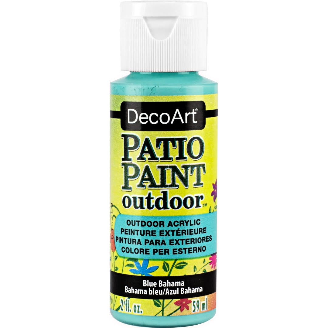 DecoArt Vintage Rose outdoor acrylic patio paint in a 2 oz bottle, ideal for outdoor furniture and garden decor.