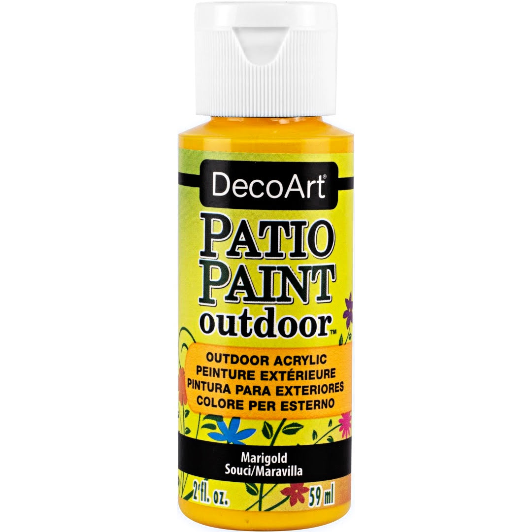 DecoArt Patio Paint outdoor acrylic paint in vintage rose color, 2 oz bottle for outdoor craft and furniture projects.