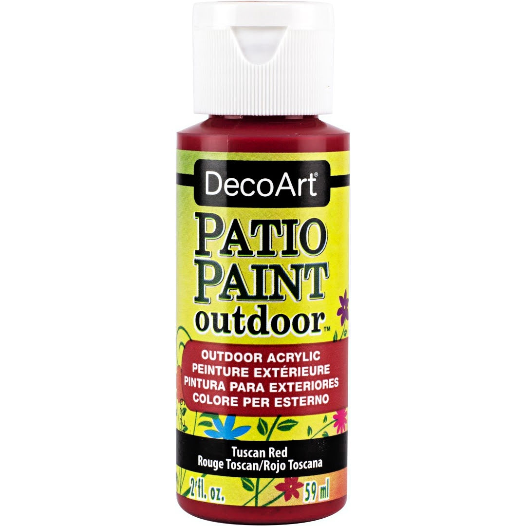 DecoArt Vintage Rose outdoor acrylic patio paint in 2 oz bottle for garden furniture and outdoor decor.