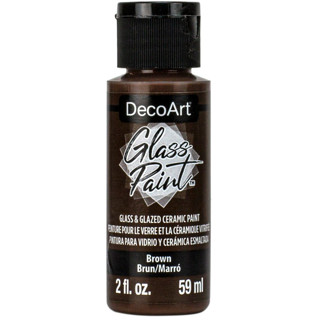 White DecoArt Glass Paint in a 2 oz bottle, suitable for decorating and customizing glass surfaces.