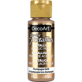 DecoArt Dazzling Metallics White Pearl acrylic paint in a 2 oz jar with a shimmering metallic finish.