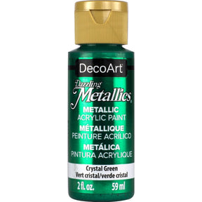 DecoArt Dazzling Metallics White Pearl acrylic paint in a 2 oz bottle with a shimmering metallic finish.