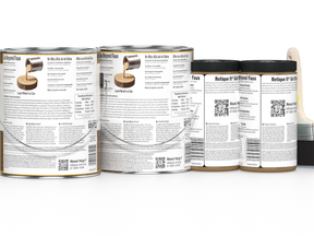 Retique ItÂ® Wood'n Finish Kit in Dark Pecan with four large wood stain bottles, ideal for multi-purpose woodworking projects.
