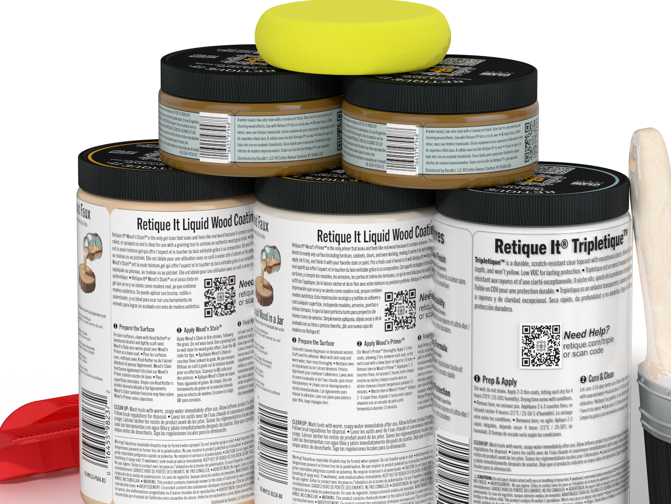 Large White Oak Wood'n Finish Kit by Retique It® with interior top coat for multi-purpose wood finishing projects.