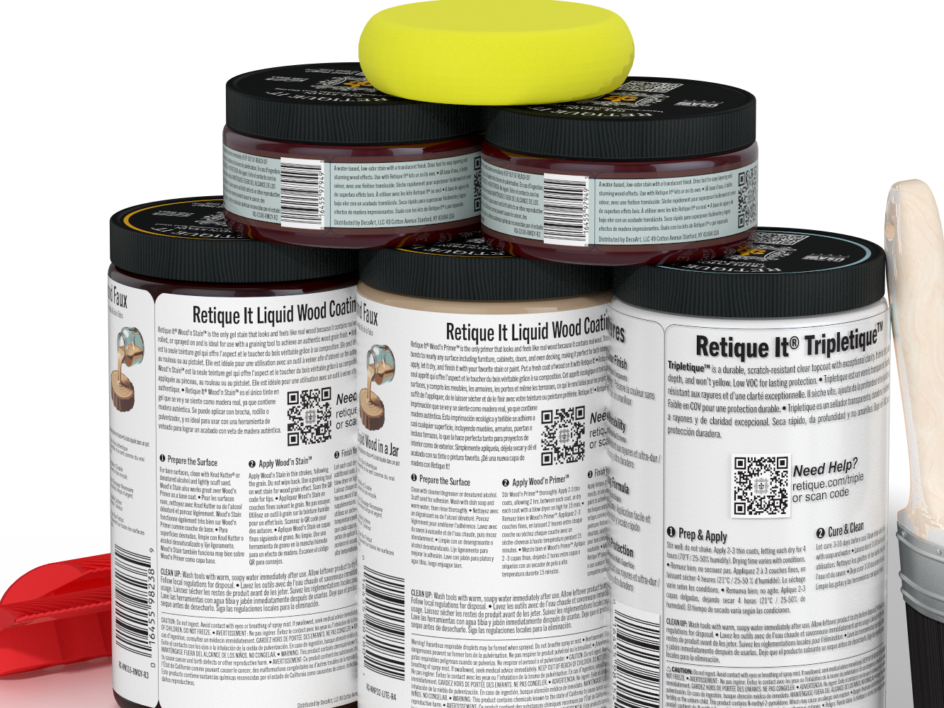 Large Red Mahogany Wood'n Finish Kit by Retique It® for interior wood projects, featuring multi-purpose wood coating and top coat.