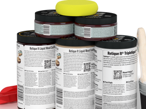 Large Red Mahogany Wood'n Finish Kit by Retique It® for interior wood projects, featuring multi-purpose wood coating and top coat.