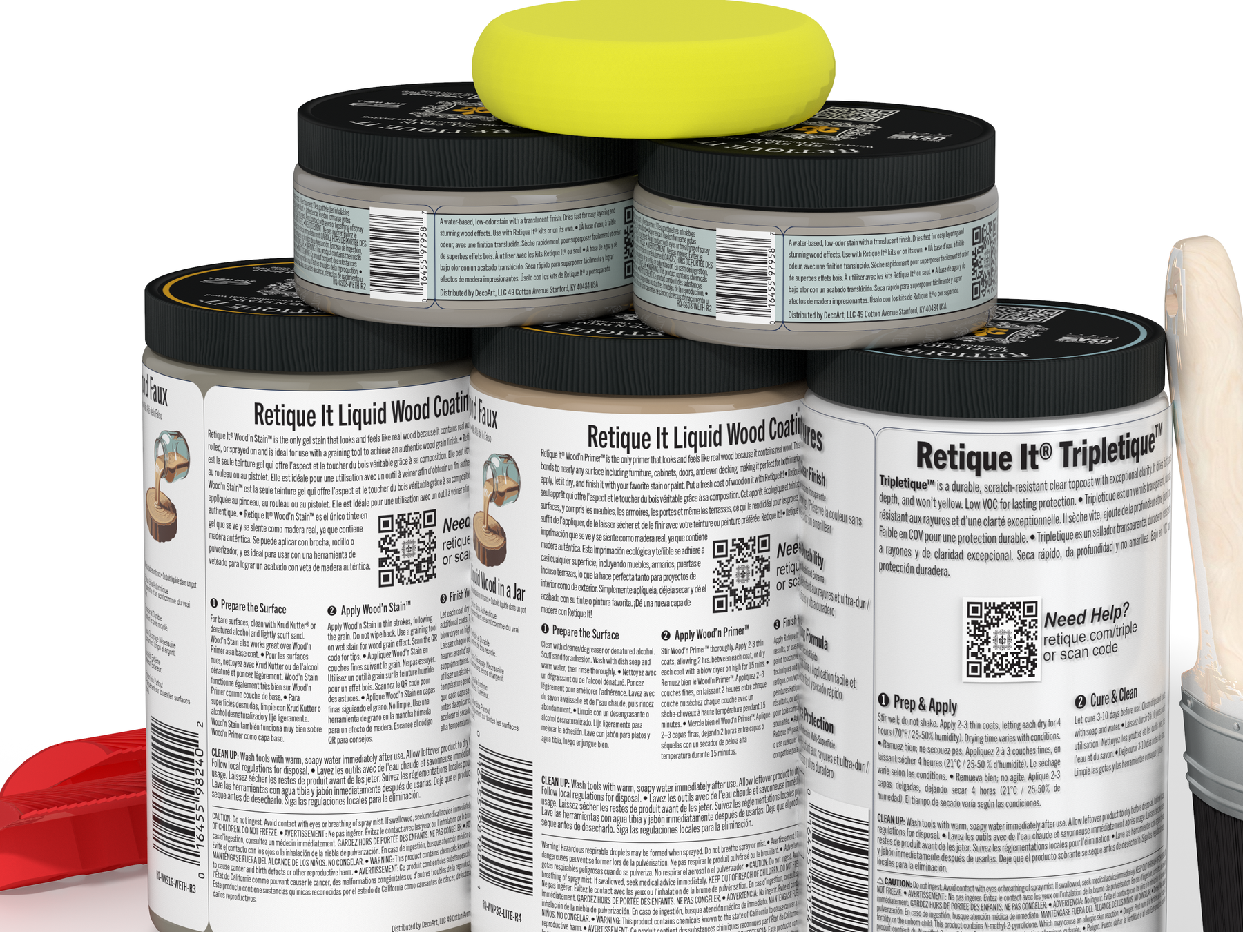 Retique It® Wood'n Kit Large weathered wood interior top coat with brushes and finishing tools for multi-purpose wood projects.