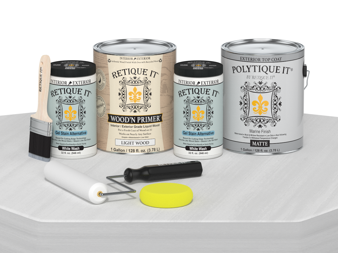 Multi-purpose Smooth Finish Kit (4x Lg) - White Wash - Exterior Top Coat