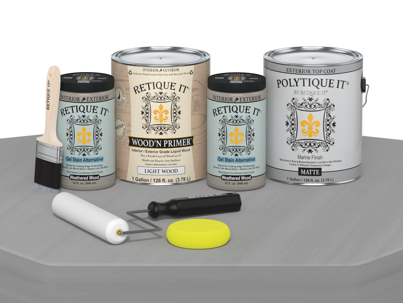 Multi-purpose Smooth Finish Kit (4x Lg) - Weathered Wood - Exterior Top Coat