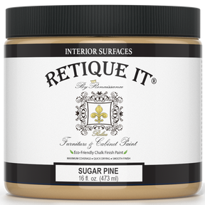 Retique It® furniture and cabinet paint in a quart container, Sugar Pine color, ideal for restoring and updating wood furniture.