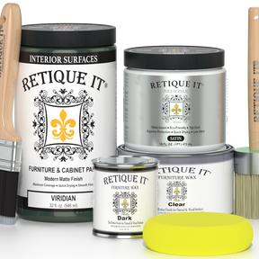 Retique It® Viridian furniture and cabinet paint in a quart container, ready for painting wooden furniture and cabinets.