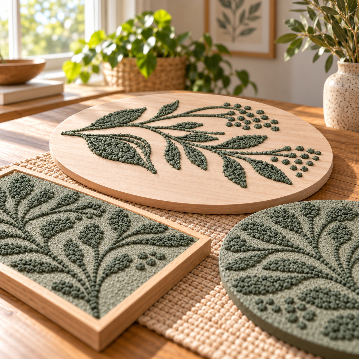 DecoArt Bloom Texture Paint in Herbal Stone, textured finish shown in a lifestyle setting