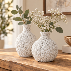 DecoArt Bloom Texture Paint in Gesso Cloud White used on textured home decor surface
