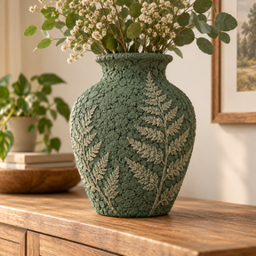 DecoArt Bloom Texture Paint in Herbal Stone finish on textured home decor surface