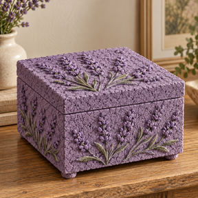 DecoArt Bloom Texture Paint in Lavender Ash used on textured home decor surface