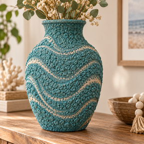 DecoArt Bloom Texture Paint in Patina Teal shown on textured home decor surface