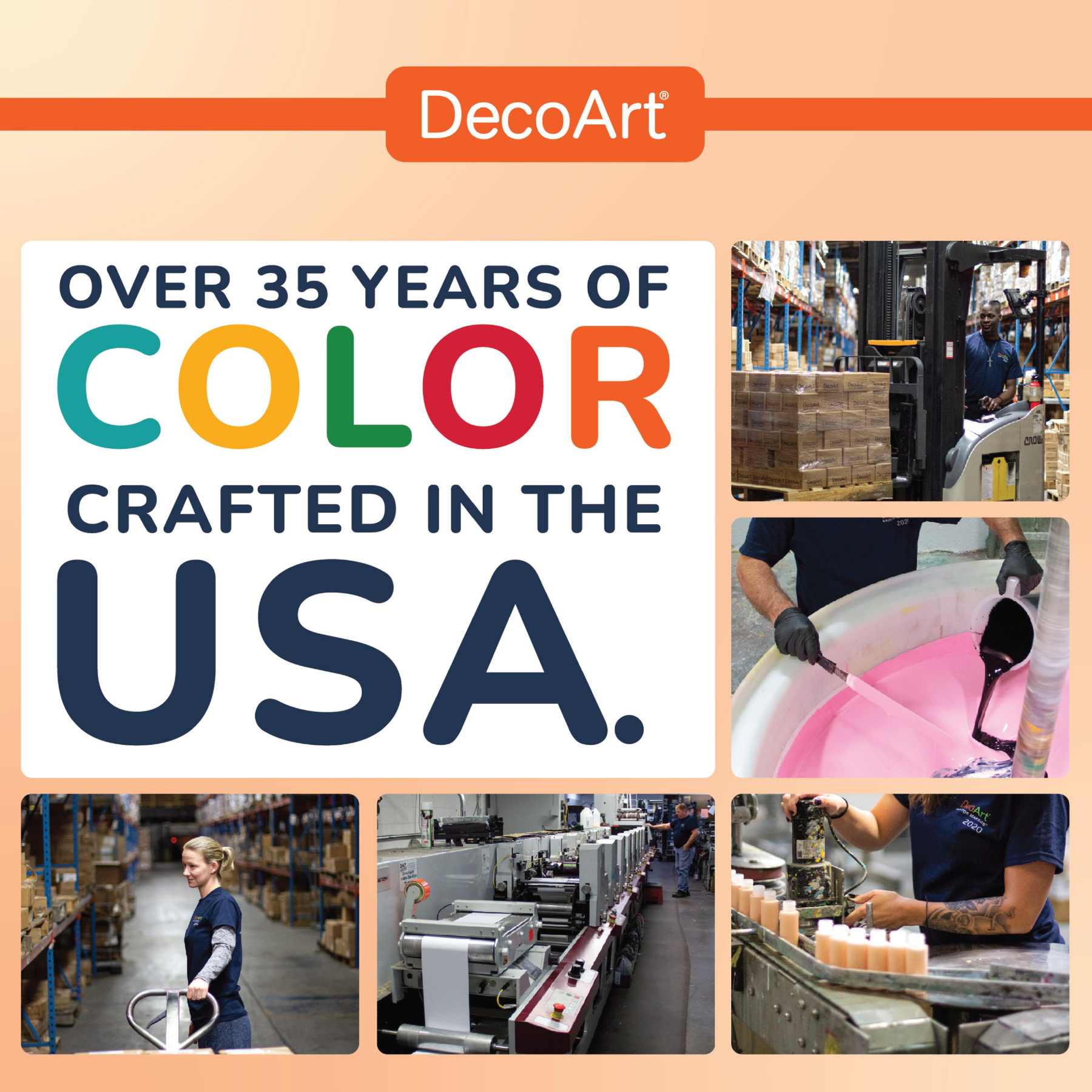 DecoArt stained glass paints set with five vibrant colors and brushes, displayed on a white background.