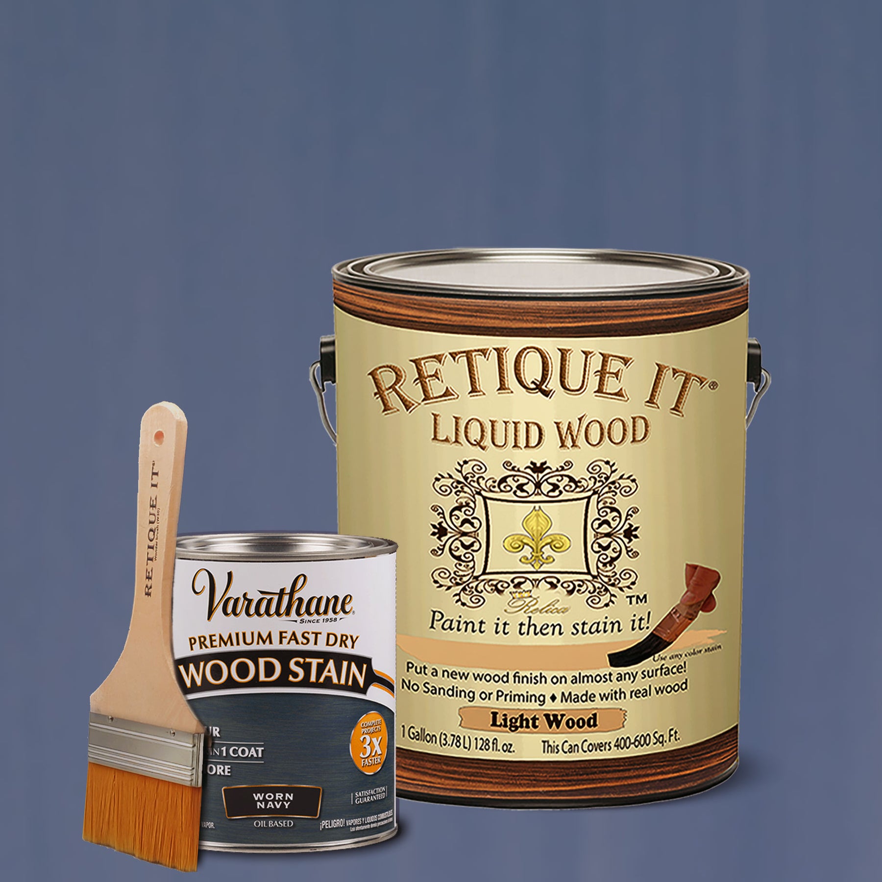 Liquid Wood Kit - Worn Navy Oil-based Stain - Retique It®