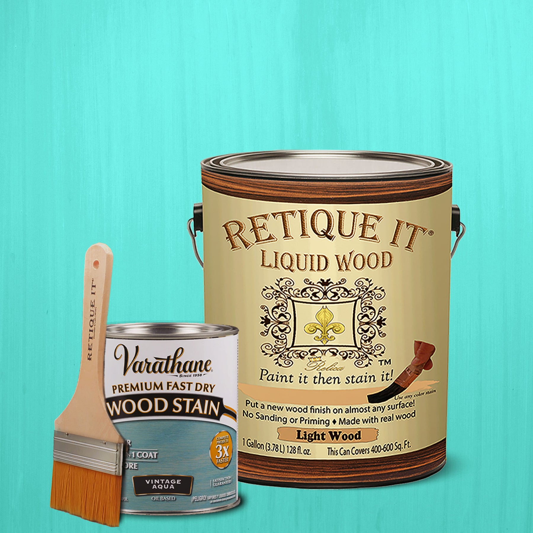 Liquid Wood Kit - Vintage Aqua Oil-based Stain - Retique It®