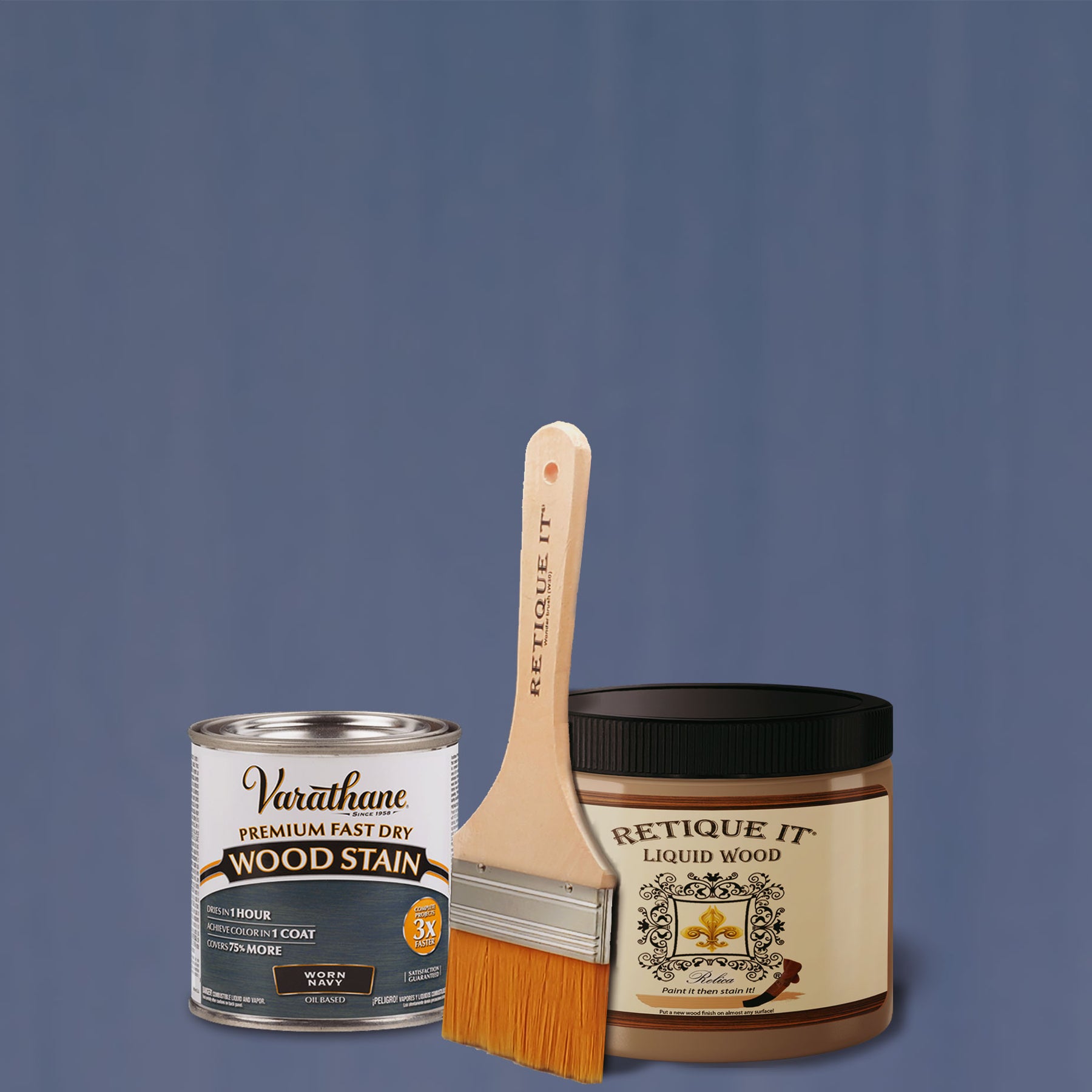 Liquid Wood Kit - Worn Navy Oil-based Stain - Retique It®