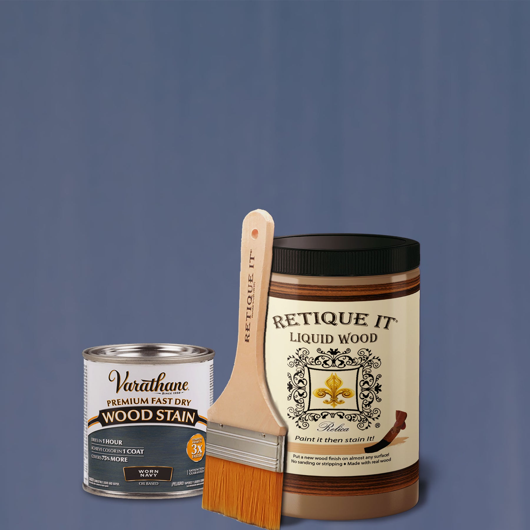 Liquid Wood Kit - Worn Navy Oil-based Stain - Retique It®