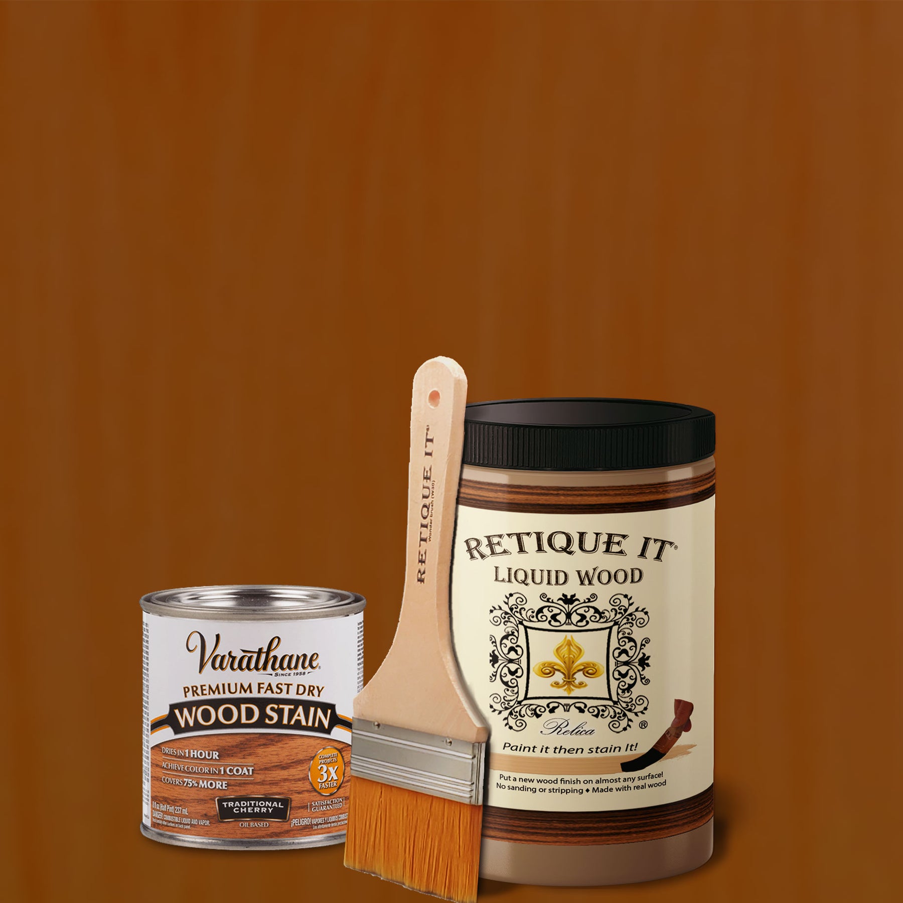 Liquid Wood Kit - Traditional Cherry Oil-based Stain - Retique It®