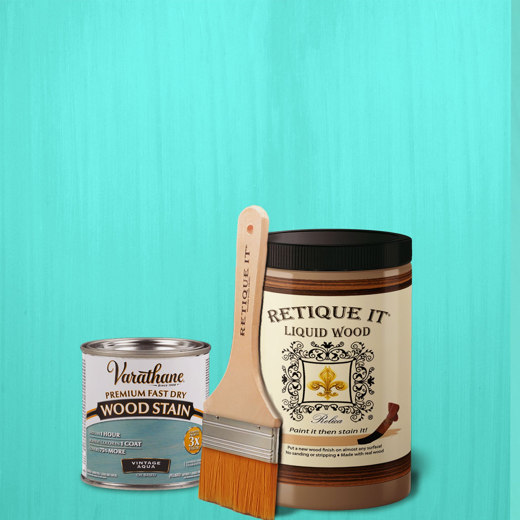 Liquid Wood Kit - Vintage Aqua Oil-based Stain - Retique It®