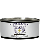 Retique It dark furniture wax in a container, used as a protective coating and sealant for wood furniture finishing.